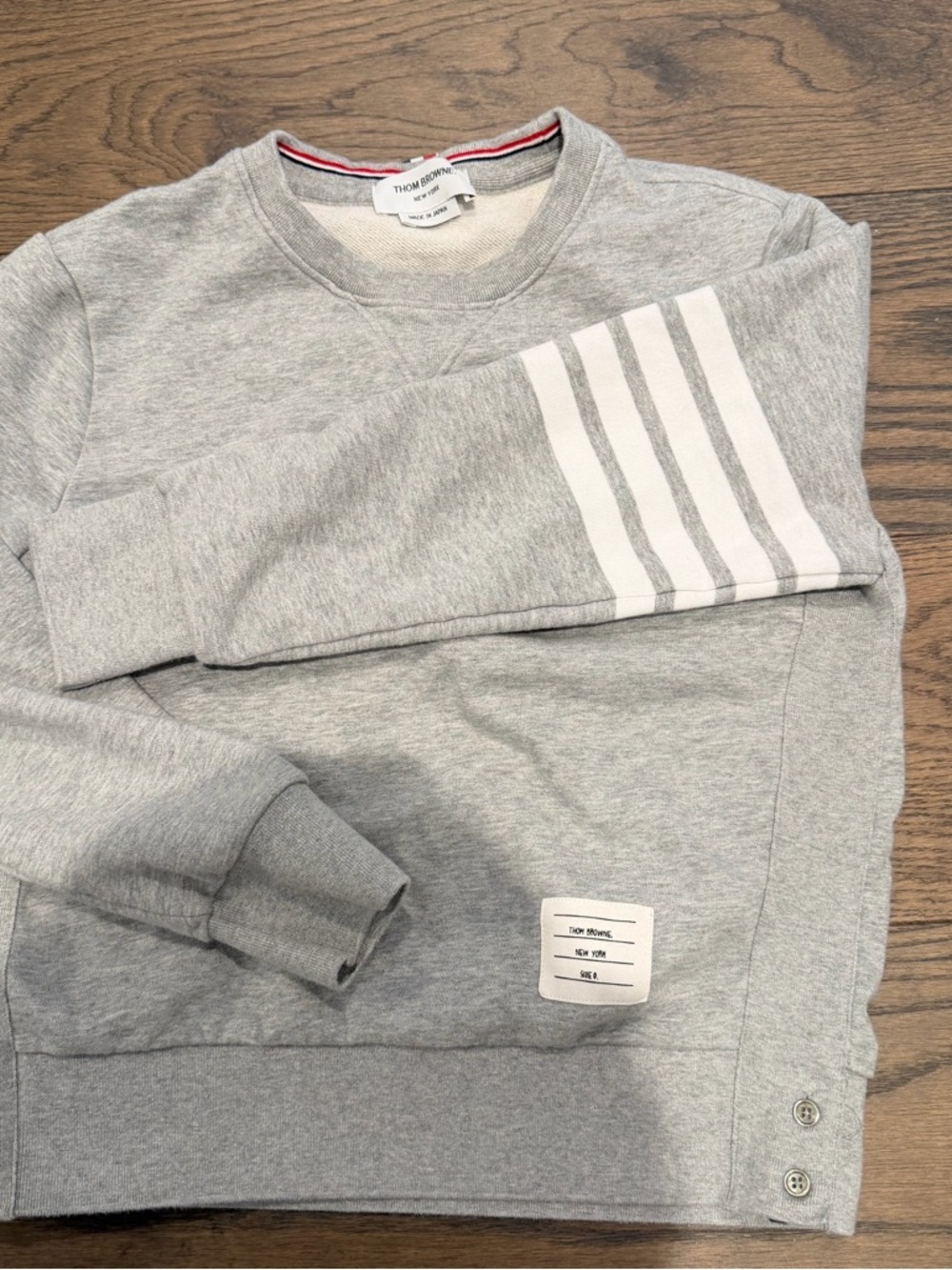 TB Grey Crewneck Sweatshirt with Sleeve Stripes